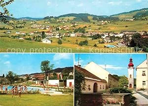 Postkarte Carte Postale St Oswald Freistadt Gesamtansicht Schwimmbad Kirche Brunnen