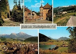 Postkarte Carte Postale Windischgarsten Gesamtansicht mit Alpenpanorama Bergsee Marktplatz Brunnen