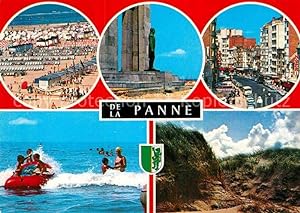 Postkarte Carte Postale De Panne Strand Schlauchboot Denkmal Statue Dünen Ortspartie