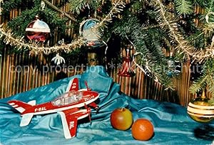Postkarte Carte Postale Spielzeug Flugzeug Weihnachten Weihnachtsbaum