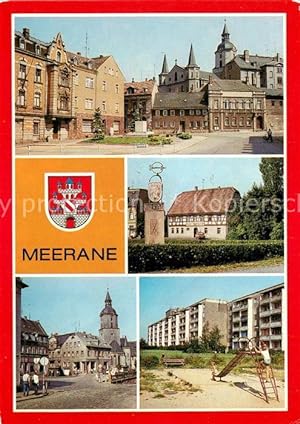 Seller image for Postkarte Carte Postale Meerane Ernst Thlmann Str Gasthof Schwanefeld Franz Mehring Platz Neubaugebiet for sale by Versandhandel Boeger