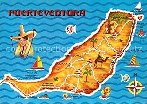 Postkarte Carte Postale Fuerteventura Kanarische Inseln Lageplan