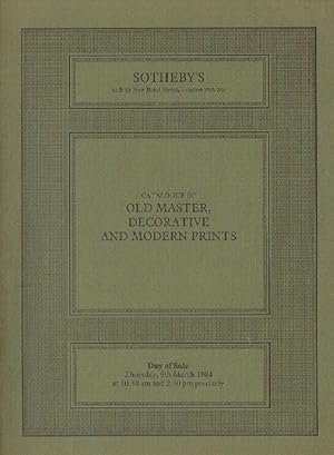 Sothebys March 1984 Old Master, Decorative & Modern Prints