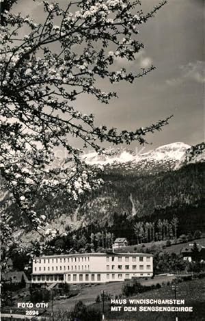 Postkarte Carte Postale Windischgarsten Haus Windischgarsten mit dem Sengsengebirge Baumblüte