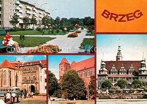Postkarte Carte Postale Brzeg Brieg Schlesien Parkanlage Rathaus Kirche