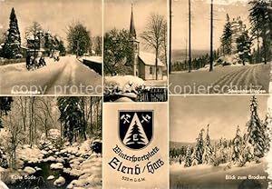 Bild des Verkufers fr Postkarte Carte Postale Elend Harz Bahnhofstrae Kalte Bode Schnarcherklippen Brocken Winter zum Verkauf von Versandhandel Boeger