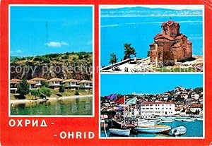 Postkarte Carte Postale Ohrid Hafen Kirche Strand