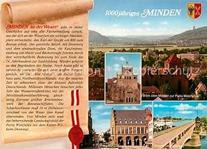 Seller image for Postkarte Carte Postale Minden Westfalen 1000jhrige Stadt Geschichte Dom Rathaus Wasserstrassenkreuz Porta Westfalica for sale by Versandhandel Boeger