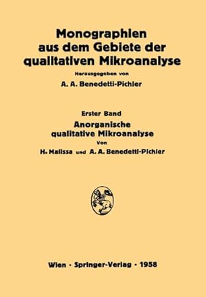 Seller image for Anorganische Qualitative Mikroanalyse for sale by AHA-BUCH GmbH