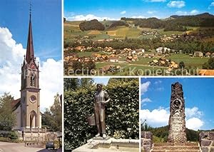 Bild des Verkufers fr Postkarte Carte Postale Ltzelflh-Goldbach Kirche Panorama Statue Jeremias Gotthelf Denkmal zum Verkauf von Versandhandel Boeger