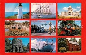 Postkarte Carte Postale Rhode Island US-State Lighthouse Warwick Tall Ships Newport State House P...