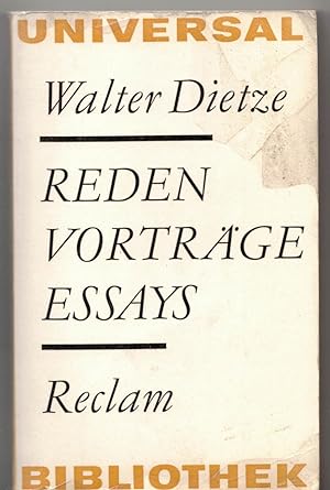 Bild des Verkufers fr Reden, Vortge, Essays zum Verkauf von Bcherpanorama Zwickau- Planitz