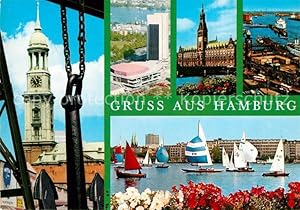 Bild des Verkufers fr Postkarte Carte Postale Hamburg Michel Hochhaus Rathaus Alsterblick zum Verkauf von Versandhandel Boeger