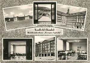 Bild des Verkufers fr Postkarte Carte Postale Saalfeld Saale Kreiskrankenhaus Georgius Agricola Teilansichten zum Verkauf von Versandhandel Boeger