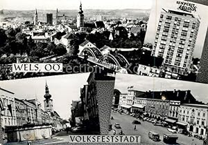 Postkarte Carte Postale Wels Semperit Panorama Marktplatz