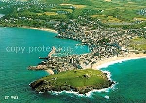 Postkarte Carte Postale St Ives Cornwall Fliegeraufnahme mit Hafen Strand