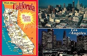 Bild des Verkufers fr Postkarte Carte Postale Los Angeles California Map of the Golden State Downtown Skyscrapers zum Verkauf von Versandhandel Boeger