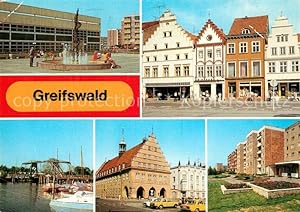 Postkarte Carte Postale Greifswald Plastik vor Sporthalle Platz der Freundschaft Wiecker Brücke R...