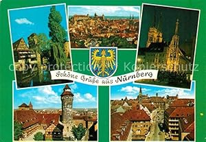 Bild des Verkufers fr Postkarte Carte Postale Nrnberg Weinstadel Henkersteg Pegnitz Altstadt Burgberg Turm Kaiserburg Schner Brunnen zum Verkauf von Versandhandel Boeger