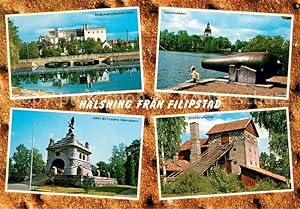 Postkarte Carte Postale Filipstad Värmland Knäckebrödsfabriken Kanonudden John Ericsons Monument ...