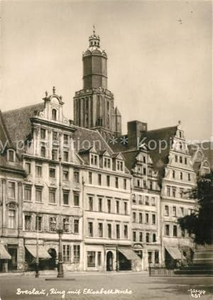 Postkarte Carte Postale Breslau Niederschlesien Ring mit Elisabethkirche