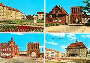 Postkarte Carte Postale Malchin Demmin Karl-Dressel-Strasse Steintor Kalensches-Tor Rathaus
