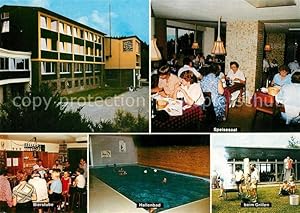 Bild des Verkufers fr Postkarte Carte Postale Kirchhundem Josef Gockeln Haus Speisesaal Bierstube Hallenbad Grillen zum Verkauf von Versandhandel Boeger