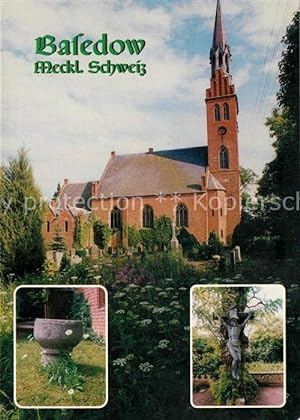 Postkarte Carte Postale Basedow Teterow Dorfkirche Kruzifix Friedhof