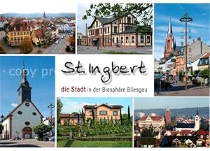 Bild des Verkufers fr Postkarte Carte Postale St Ingbert Stadtpanorama Bahnhof Maibaum Kirche Biosphre Bliesgau zum Verkauf von Versandhandel Boeger