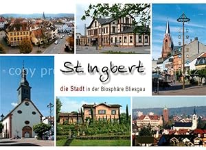 Bild des Verkufers fr Postkarte Carte Postale St Ingbert Stadtpanorama Bahnhof Maibaum Kirche Biosphre Bliesgau zum Verkauf von Versandhandel Boeger