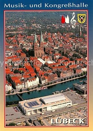 Bild des Verkufers fr Postkarte Carte Postale Lbeck Musik und Kongresshalle Altstadt St Marien Kirche Fliegeraufnahme zum Verkauf von Versandhandel Boeger