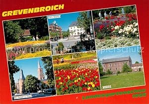 Postkarte Carte Postale Grevenbroich Stadtpark Blumen Tulpenbeet Marktplatz St Peter und Paul Kir...