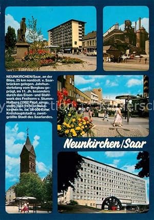 Postkarte Carte Postale Neunkirchen Saar Denkmal Eisenwerk Innenstadt Fussgängerzone Kirche Rathaus