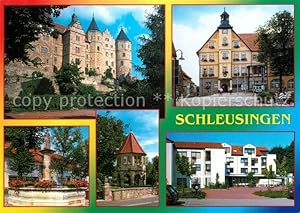 Postkarte Carte Postale Schleusingen Schloß-Bertholdsburg Rathaus Elisabeth-Brunnen Brunnenhaus W...