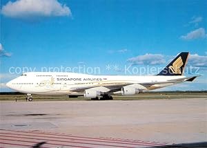 Bild des Verkufers fr Postkarte Carte Postale Flugzeuge Zivil Singapore Airlines Boeing B-747-412 9V-SMZ zum Verkauf von Versandhandel Boeger