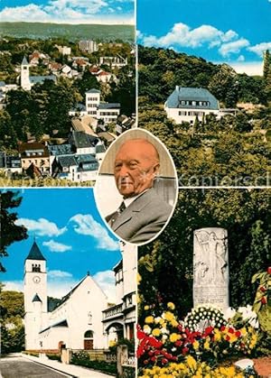 Bild des Verkufers fr Postkarte Carte Postale Rhndorf Stadtpanorama Kirche Rosenhgel Grabsttte Konrad Adenauer Portrait zum Verkauf von Versandhandel Boeger