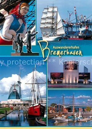 Bild des Verkufers fr Postkarte Carte Postale Bremerhaven Die Auswanderer Segelschiff Hafen zum Verkauf von Versandhandel Boeger