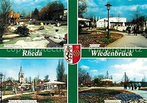 Bild des Verkufers fr Postkarte Carte Postale Rheda-Wiedenbrck Wassergarten Seecafe Aegidiuskirche Kletterzirkus zum Verkauf von Versandhandel Boeger
