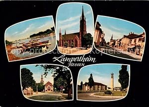Postkarte Carte Postale Lampertheim Bergstrasse Altrhein Domkirche Strassenpartien
