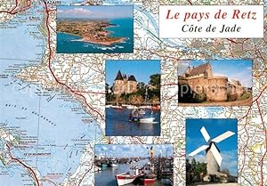 Postkarte Carte Postale Vendee Noirmoutier Le pays de Retz Cote de Jade Windmühle Schloss Hafen
