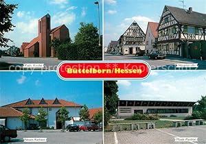 Bild des Verkufers fr Postkarte Carte Postale Bttelborn Kath Kirche Hauptstrasse Neues Rathaus Musik Pavillon zum Verkauf von Versandhandel Boeger