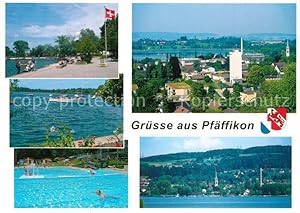 Postkarte Carte Postale Pfäffikon ZH Stadtpanorama Uferpromenade Zürichsee Freibad