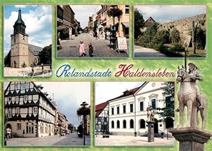 Bild des Verkufers fr Postkarte Carte Postale Haldensleben Kirche Sankt Marien Hagenstrae Stadtmauer Rathaus Roland zum Verkauf von Versandhandel Boeger