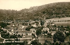 Postkarte Carte Postale Saalborn Blankenhain Ortsansicht mit Kirche Thüringer Wald