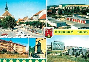 Postkarte Carte Postale Uhersky Brod Namesti Miru Sidliste Vinohrady Zakladni devitileta skola Po...