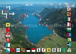 Postkarte Carte Postale Wappen Weg der Schweiz Fliegeraufnahme
