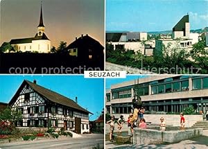 Postkarte Carte Postale Seuzach Brunnen Fachwer Kirche