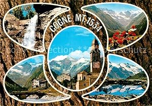 Postkarte Carte Postale Cogne Wasserfall Panorama Kirche