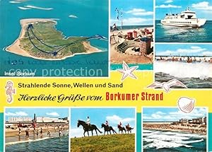 Bild des Verkufers fr Postkarte Carte Postale Borkum Nordseebad Strand Reiten Fhre Nordseeinsel Fliegeraufnahme zum Verkauf von Versandhandel Boeger