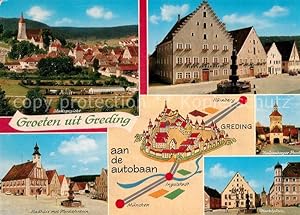 Postkarte Carte Postale Greding Ortsansicht mit Kirche Marktplatz Brunnen Rathaus
